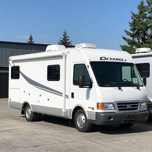 White Class A Motorhome RV Parked Outdoors