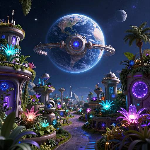 Celestialpunk Urban Garden in Orbit