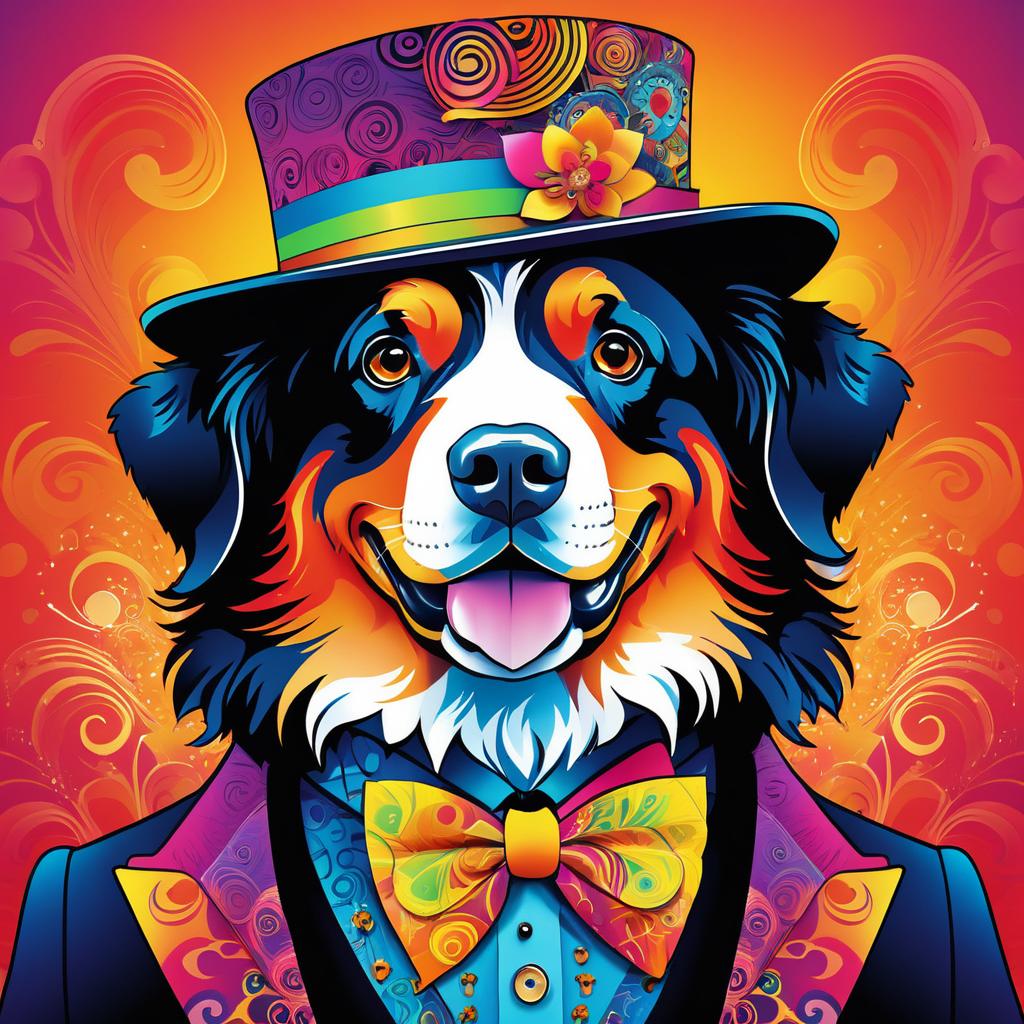 Psychedelic Bernese Mountain Dog Art