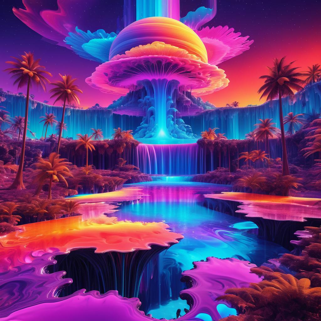 Psychedelic Melting Mushroom Forest Wonderland