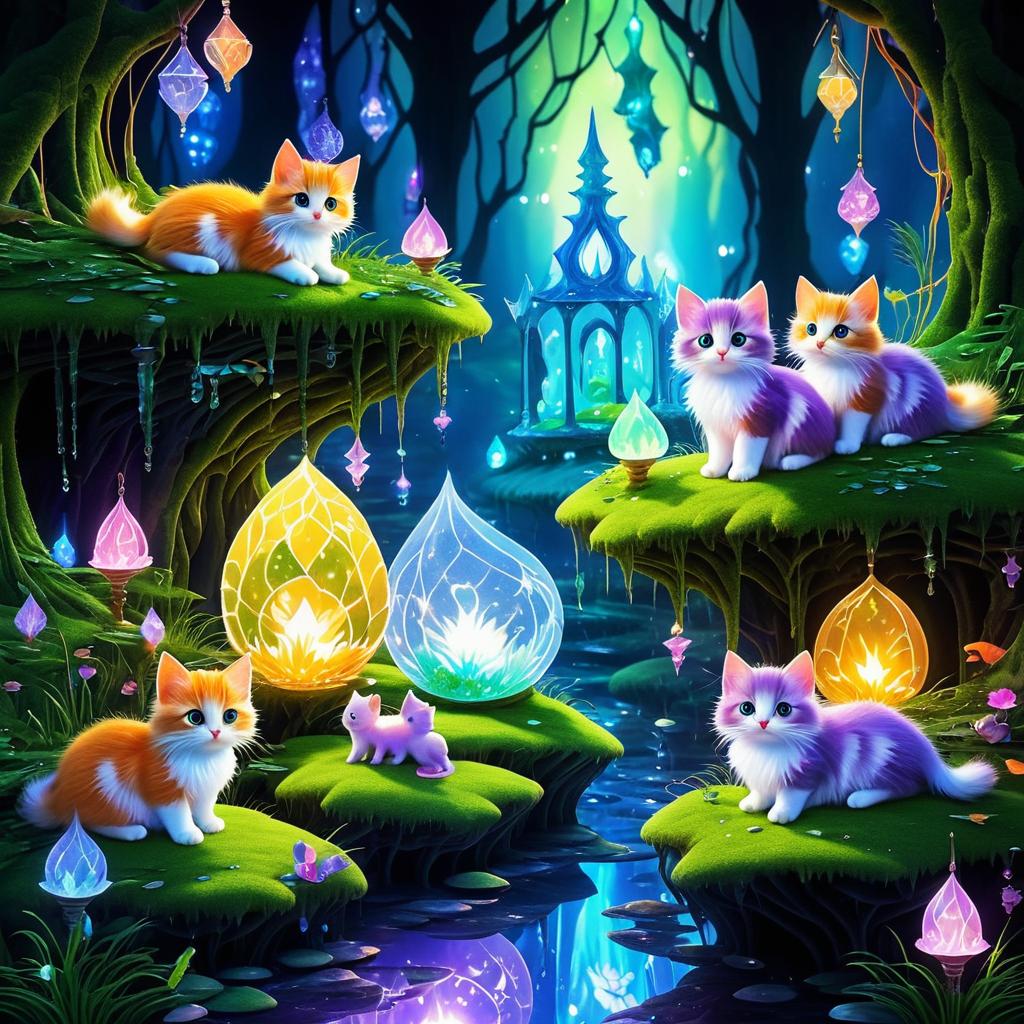 Kittens in a Crystal Fairy Cave