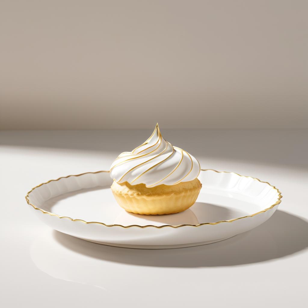 Elegant Cream Puff in Modern Café