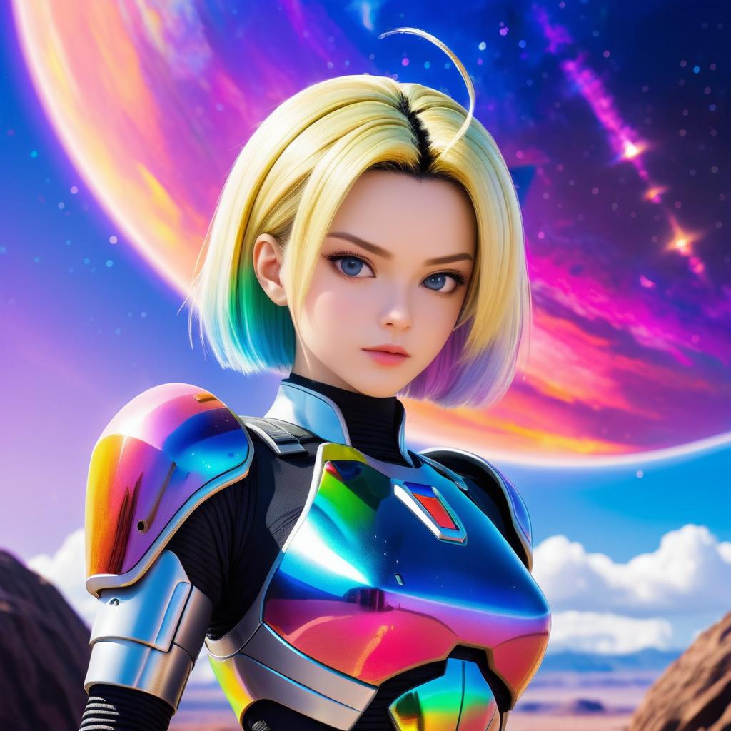 Anime-Style Android 18 on Alien Planet