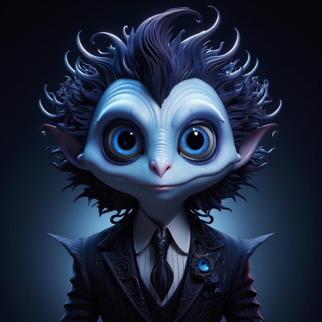 Whimsical Tim Burton Creature Illustration