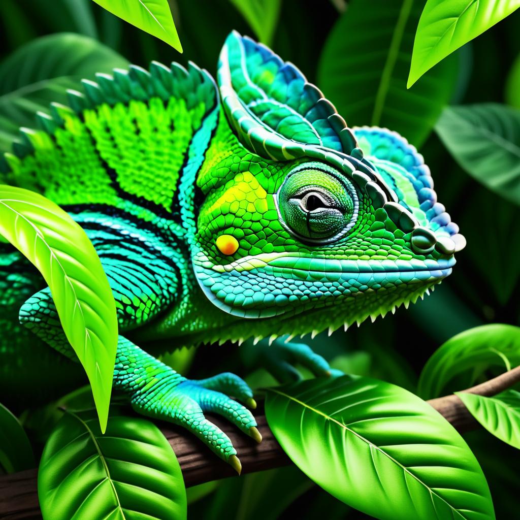 Hyper-Realistic Chameleon Blending Art