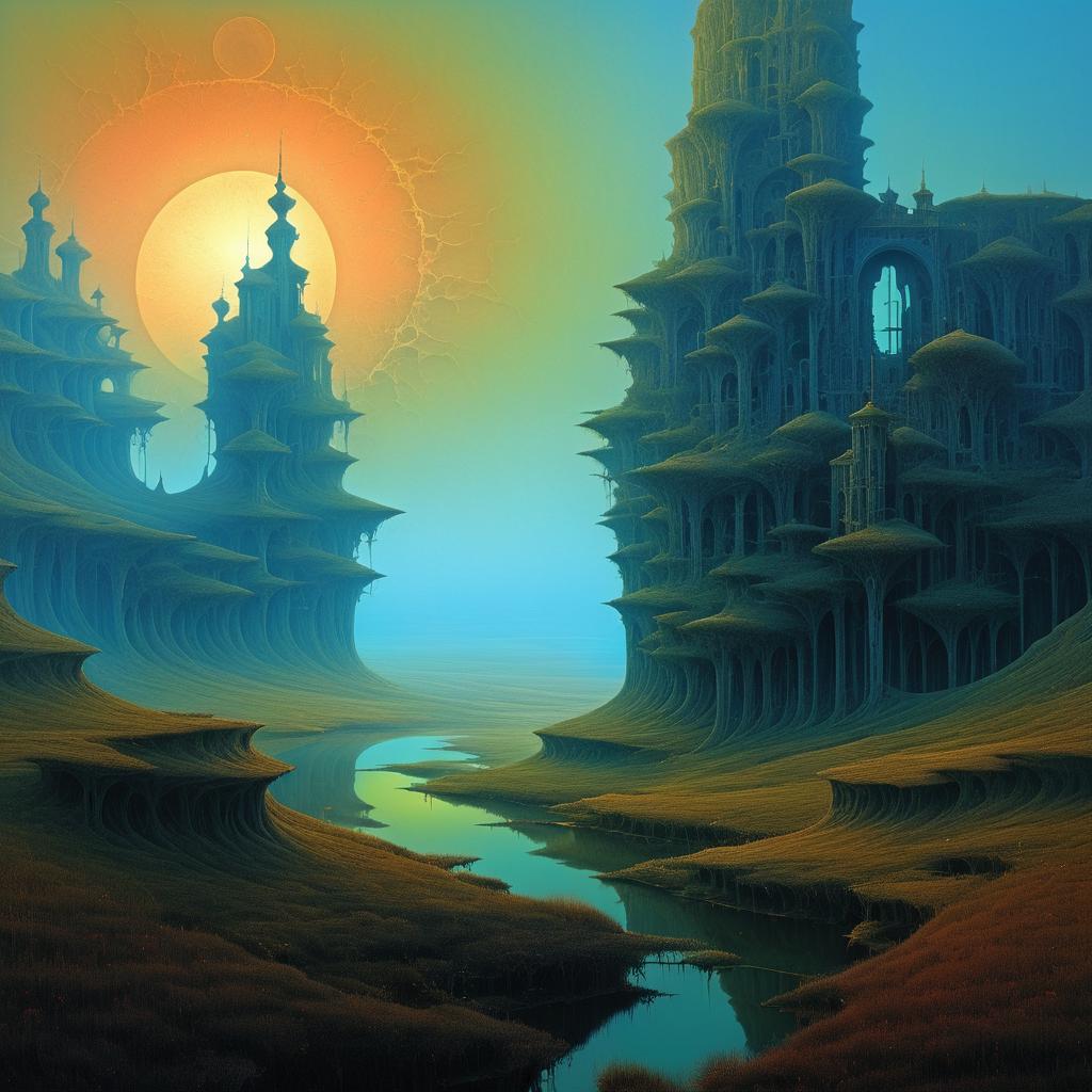 Elegant Surreal Landscape in Beksinski Style