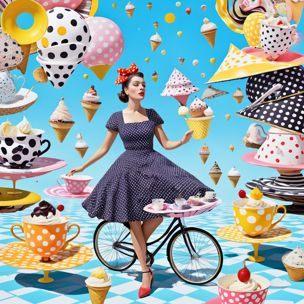 Surreal Dadaist Collage with Polka Dots