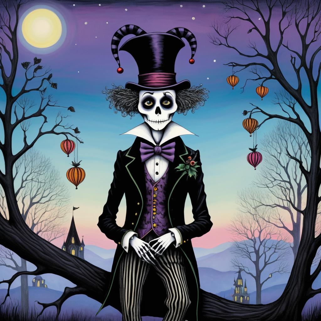 Whimsical Jester in Twilight Carnival