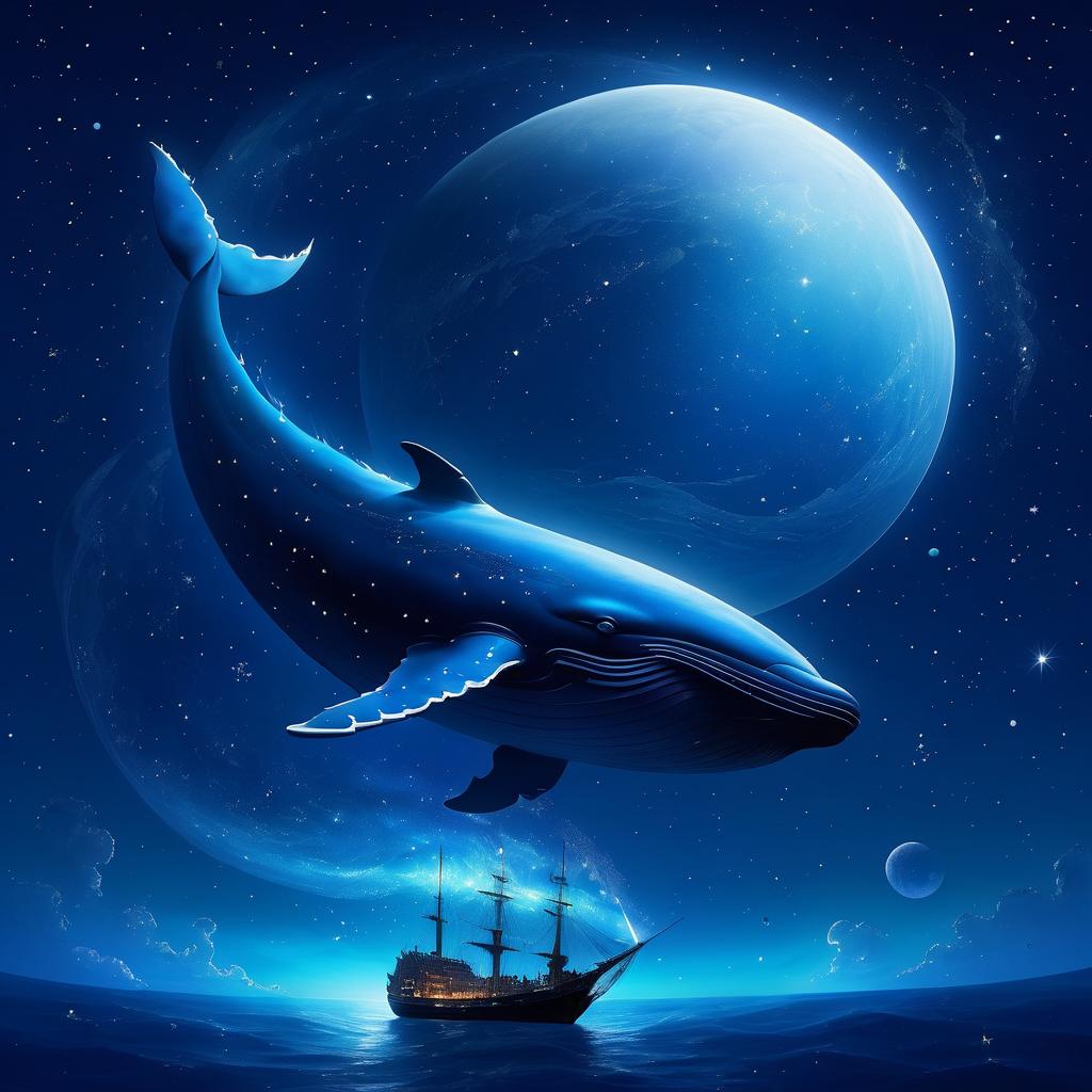 Celestial Whale Under Starry Night Sky