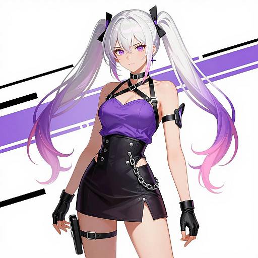 Confident Anime Woman in Bold Colors