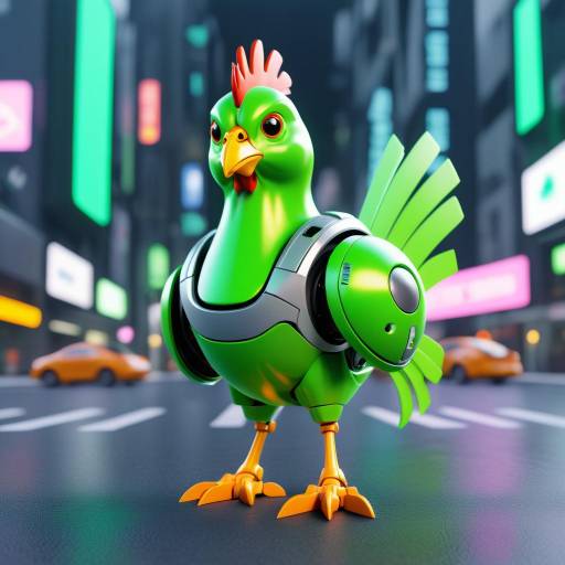 Robotic Alien Chicken in Futuristic City Robotic Alien Chicken in Futuristic City