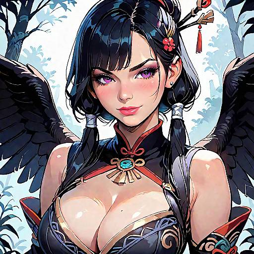 Seductive Black Kimono Angel