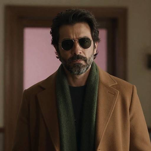 Mysterious Man in Dimly Lit Room