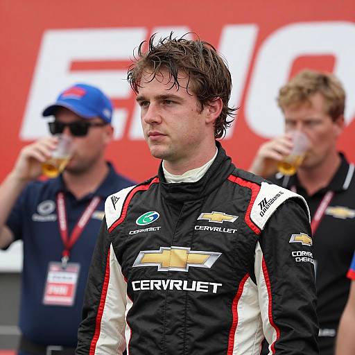 Intense Race Car Driver in Action