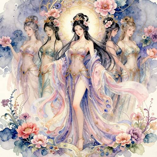 Oriental Beauty Watercolor Fantasy Art