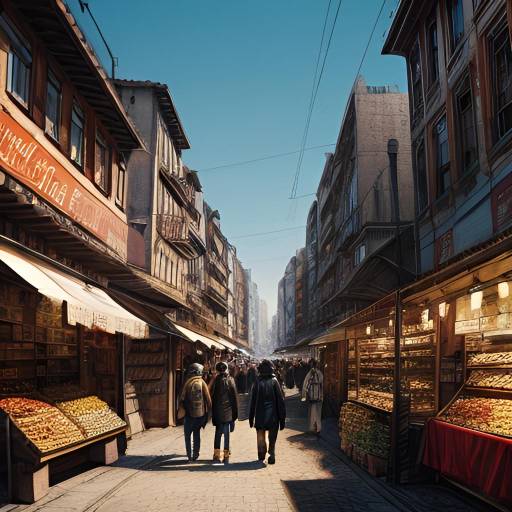 Egon Schiele-Inspired Urban Market Scene