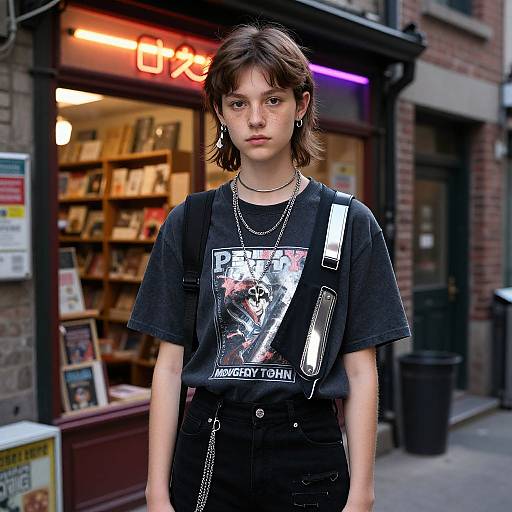 Futuristic Teen Fashion in Neon Alley