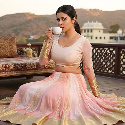 Graceful Indian Woman in Modern Ghagra