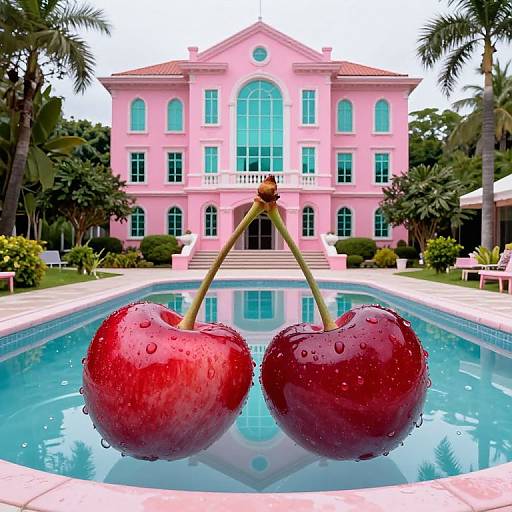 Surreal Cherry-Shaped Reflective Pool