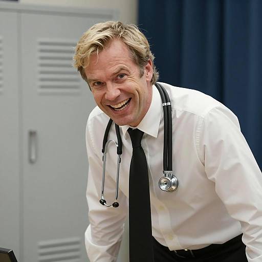 Portrait of a Joyful Middle-Aged Doctor