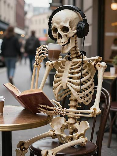 Candid Urban Skeleton Coffee Break