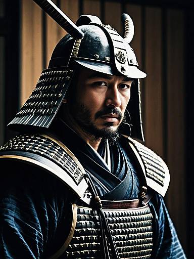Man in Traditional Samurai Armor