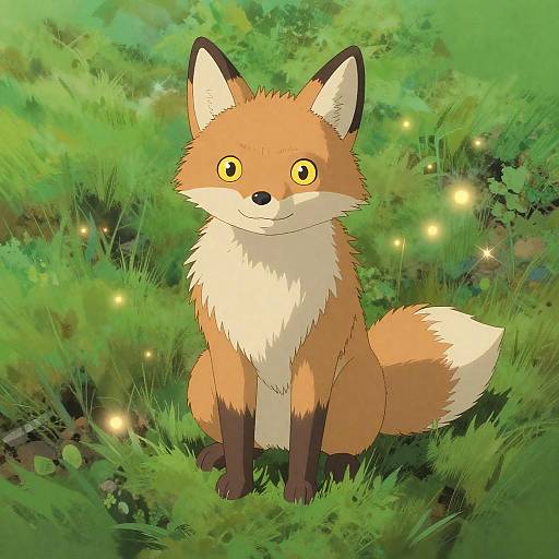 Animated Glowing Fox in Green Meadow
