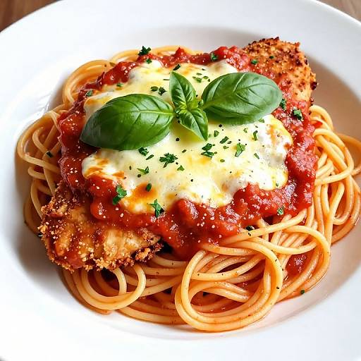 Golden Chicken Parmesan with Spaghetti