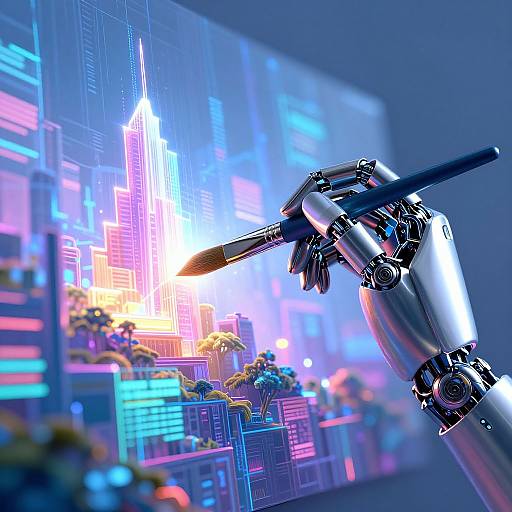 Robotic Hand Painting Cyber Landscape