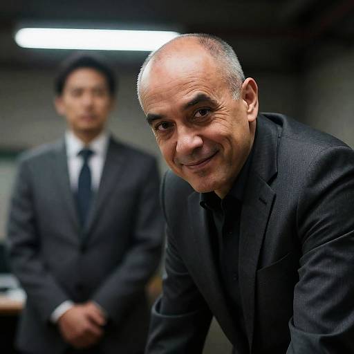 Middle-Aged Man in Dim Industrial Setting