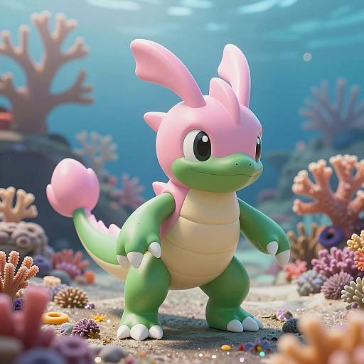 3D Render of Humanized Corsola in Coral Reef