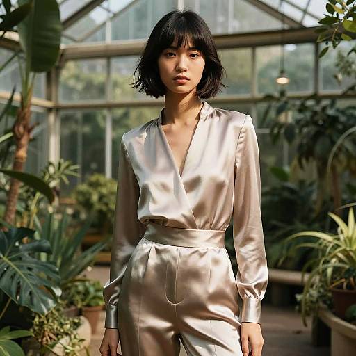 Stacked Bob, Silk Jumpsuit in Greenhouse