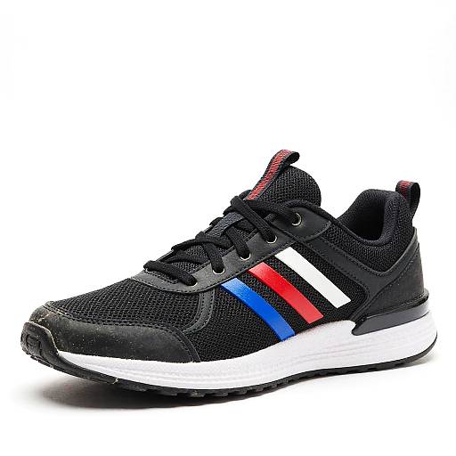 Black Athletic Sneaker with Colorful Stripes