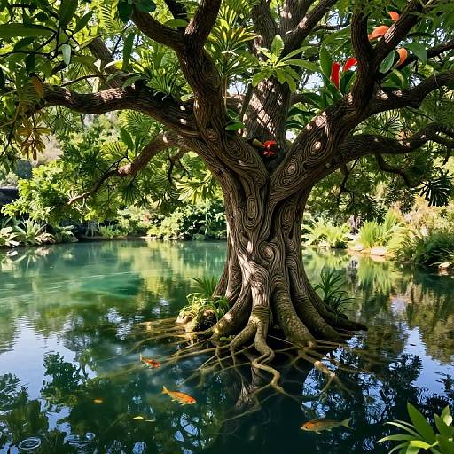 Surreal Escher-Inspired Tree Reflection