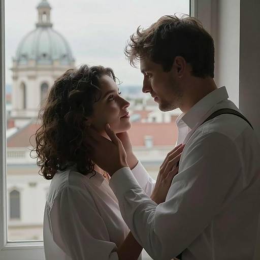 Intimate Window Scene of a Couple