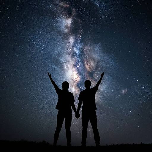 Silhouettes Reaching Toward Milky Way
