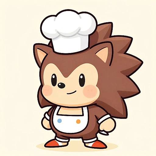 Chibi Bashful Hedgehog Baker in Pastels