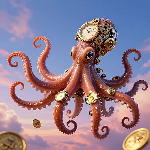Steampunk Clockwork Octopus Fantasy