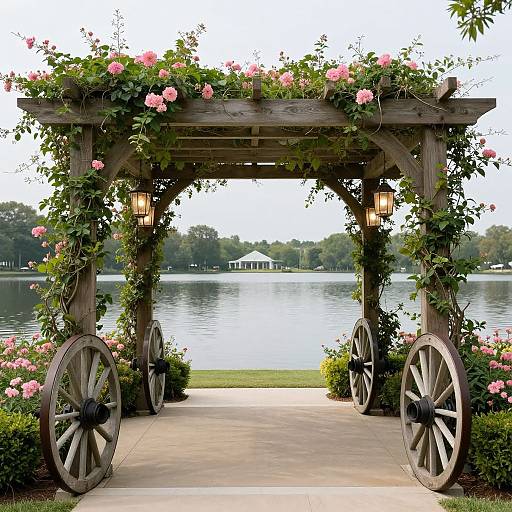 Elegant Pergola with Vines and Lanterns
