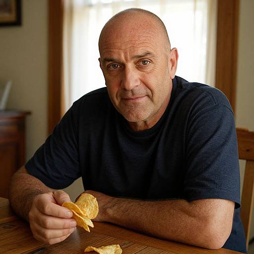 Warm Portrait of Man with Potato Chips