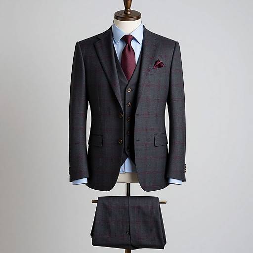 Steven Land Burgundy Plaid 3-Piece Suit