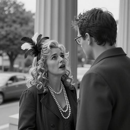 Elegant Encounter: A Vintage Black and White