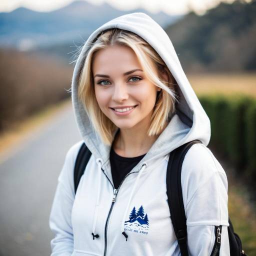 Blonde Girl in Hoodie Outdoors