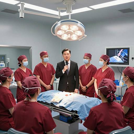 Speaker in Surgical Room with Audience
