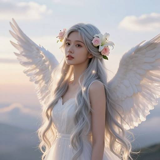 Ethereal Angel in Heavenly Sunrise