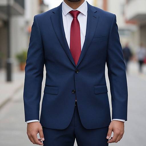 Man in Blue Suit on Street