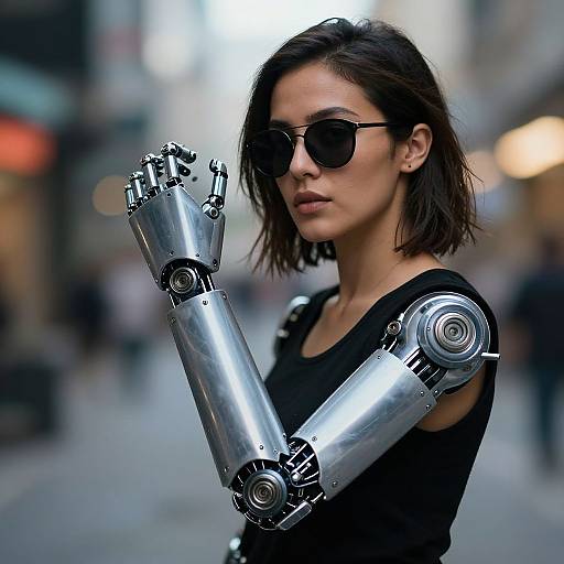 Cyberpunk Woman with Robotic Limbs