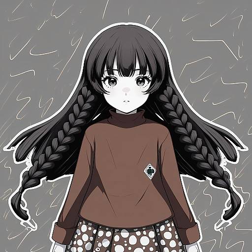 Illustration of Monoe, yume nikki in the style of Blew andwhite