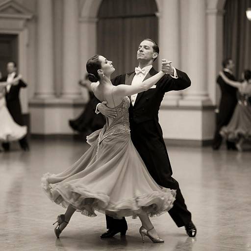 Elegant Ballroom Dance in Sepia Tones
