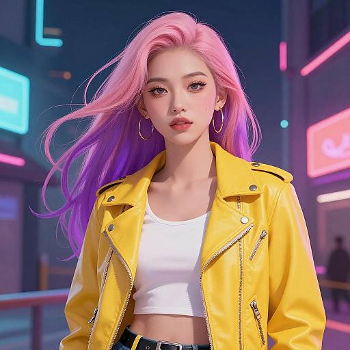 Confident Young Woman with Pink and Purple Hair